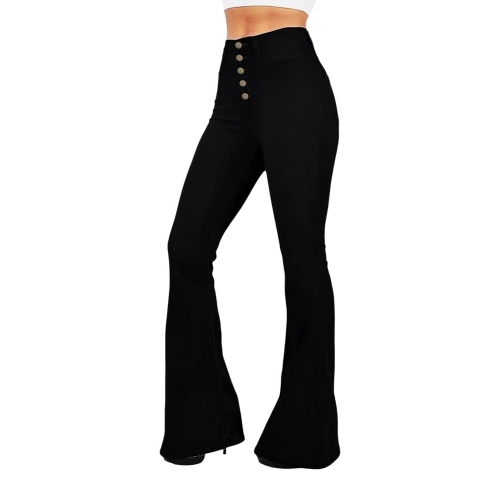 KDF‎ Flare Jeans Women's High Waisted Stretch Jeans Black 28X31 - Size 8